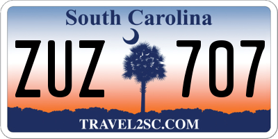 SC license plate ZUZ707