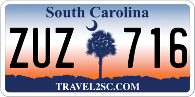 SC license plate ZUZ716