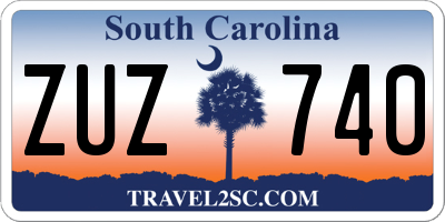 SC license plate ZUZ740