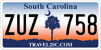 SC license plate ZUZ758