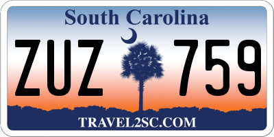 SC license plate ZUZ759