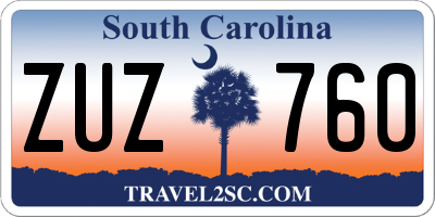 SC license plate ZUZ760