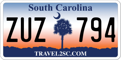 SC license plate ZUZ794
