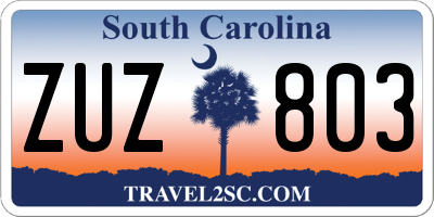 SC license plate ZUZ803
