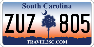 SC license plate ZUZ805