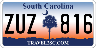SC license plate ZUZ816
