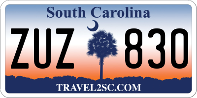 SC license plate ZUZ830