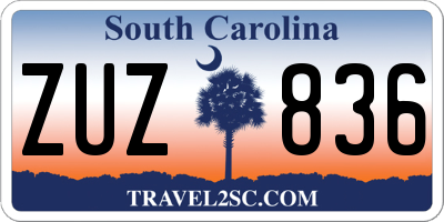 SC license plate ZUZ836