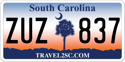 SC license plate ZUZ837