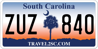 SC license plate ZUZ840