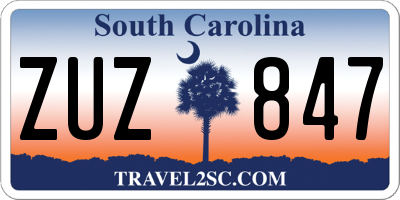 SC license plate ZUZ847