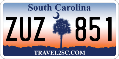 SC license plate ZUZ851