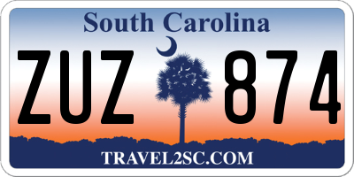 SC license plate ZUZ874