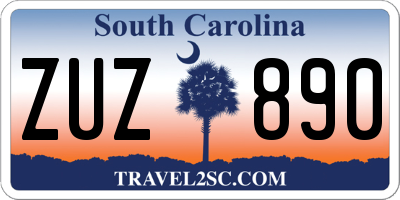 SC license plate ZUZ890