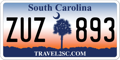 SC license plate ZUZ893