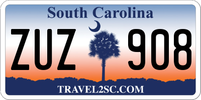 SC license plate ZUZ908