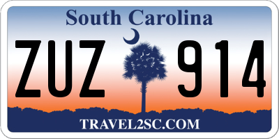 SC license plate ZUZ914