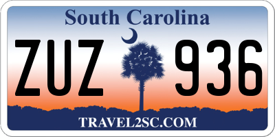 SC license plate ZUZ936