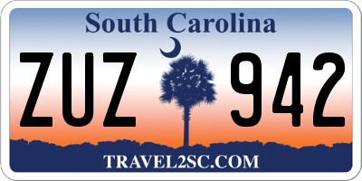 SC license plate ZUZ942