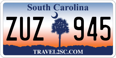 SC license plate ZUZ945