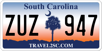 SC license plate ZUZ947
