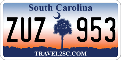 SC license plate ZUZ953