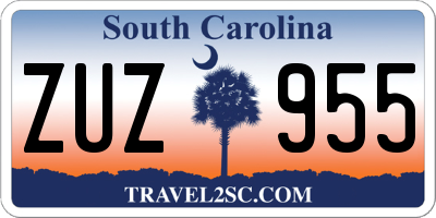 SC license plate ZUZ955