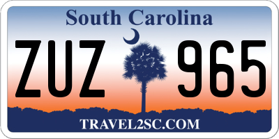 SC license plate ZUZ965
