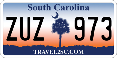 SC license plate ZUZ973