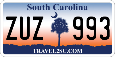 SC license plate ZUZ993