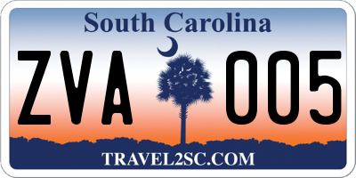SC license plate ZVA005
