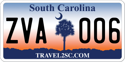 SC license plate ZVA006