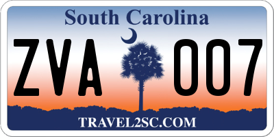 SC license plate ZVA007
