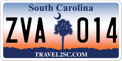 SC license plate ZVA014