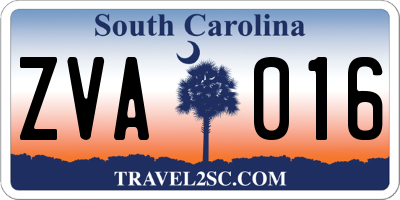 SC license plate ZVA016
