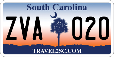 SC license plate ZVA020