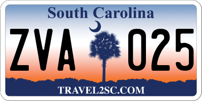 SC license plate ZVA025
