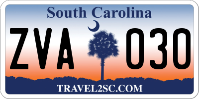 SC license plate ZVA030
