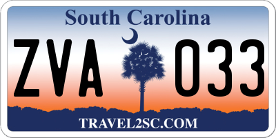 SC license plate ZVA033