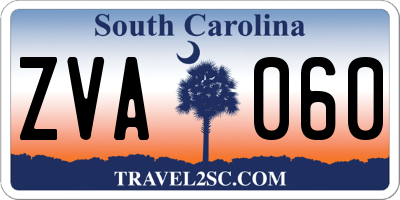 SC license plate ZVA060