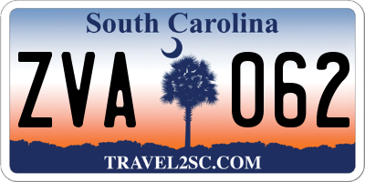 SC license plate ZVA062