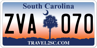 SC license plate ZVA070