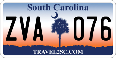 SC license plate ZVA076