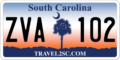 SC license plate ZVA102