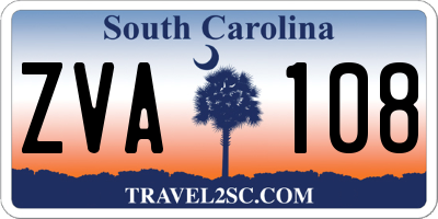 SC license plate ZVA108