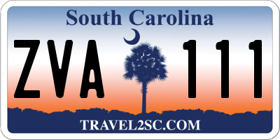 SC license plate ZVA111