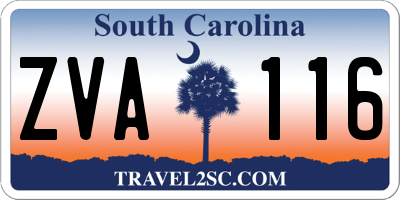 SC license plate ZVA116