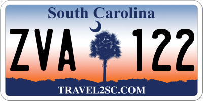 SC license plate ZVA122