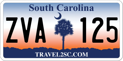 SC license plate ZVA125