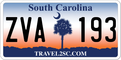 SC license plate ZVA193